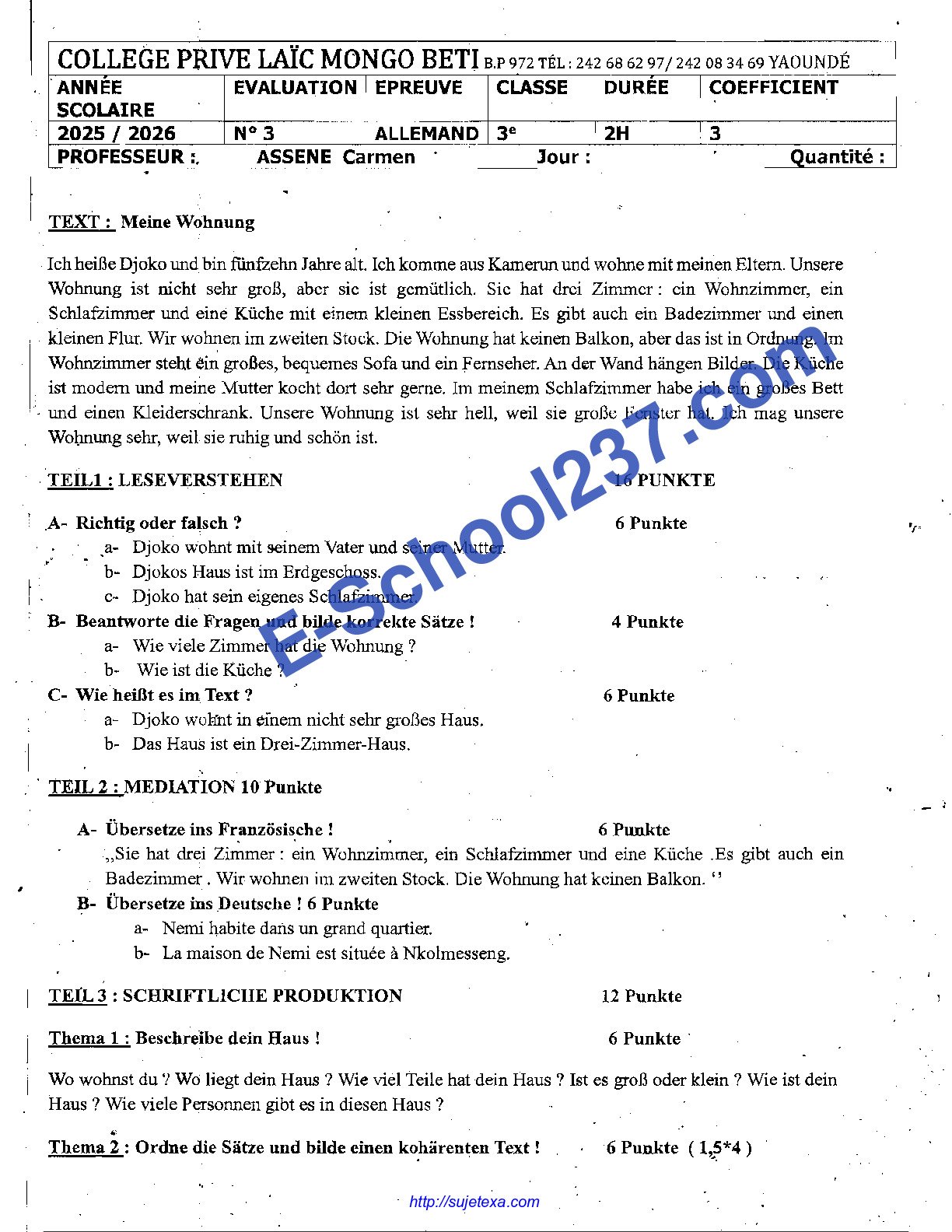 3ème Eval 3 Allemand 2025-2026.